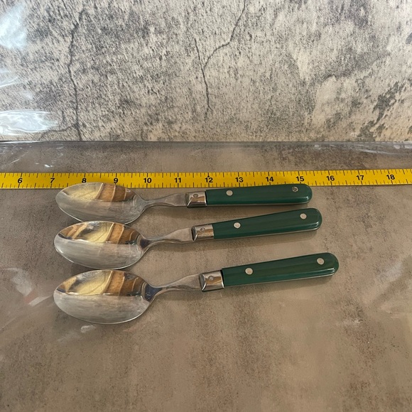 3 Washington Forge Mardi Gras green tablespoons - Picture 3 of 3